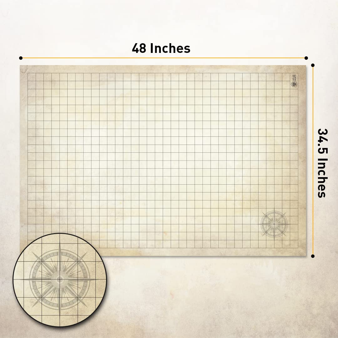 Melee Mats Reusable Battle Grid Game Mat, Distressed, 34.5x48 in