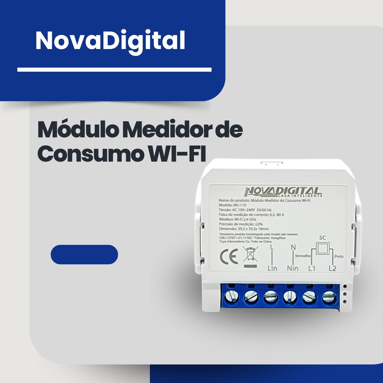 Módulo Inteligente Novadigital MS-110 Com Medidor de Consumo de