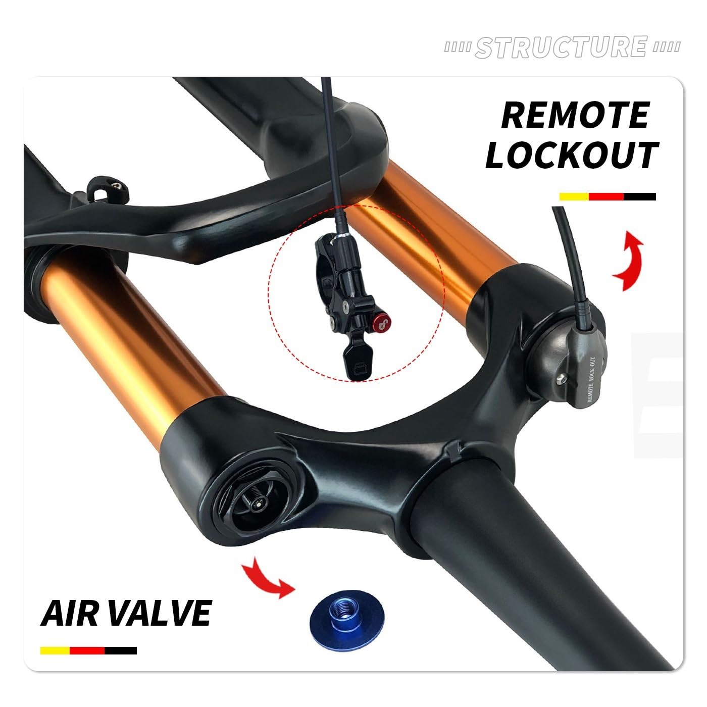 Horquilla De Suspensión Bicicleta De Montaña 27.5/29'' Boost MTB Horquilla De Aire Recorrido 120mm Ajuste De Rebote 15x110mm Eje Pasante Horquilla Delantera