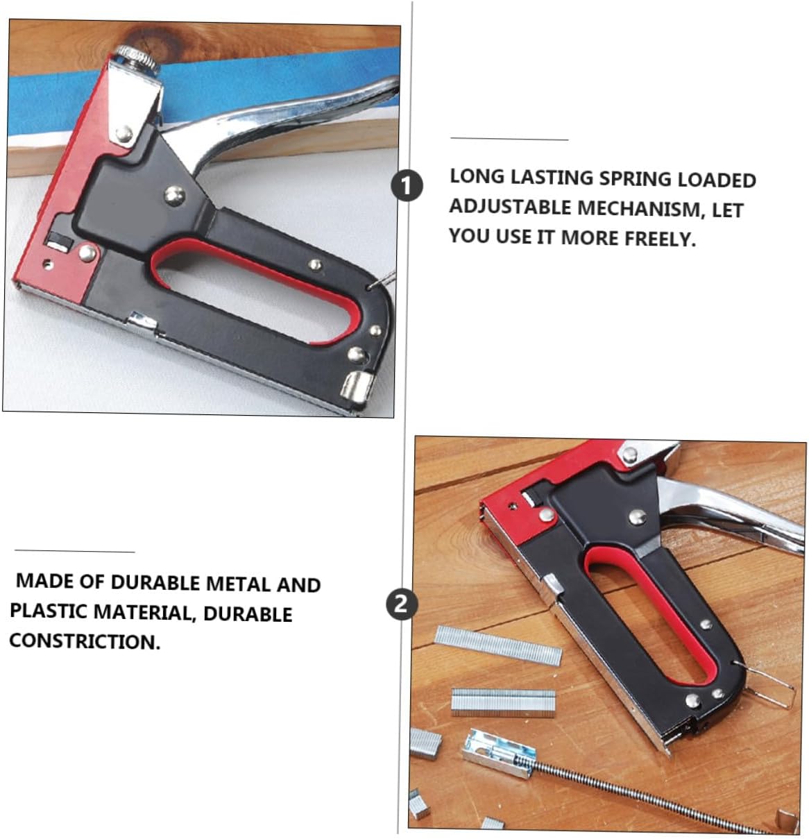 Alipis 3-in-1 Heavy Duty Handheld Nailer Staple Gun with U-Shaped and T-Shaped Nails, Manual Multi-Function Staple Tool for Crafts and Painting, Includes 3 Boxes of Nails, Suitable