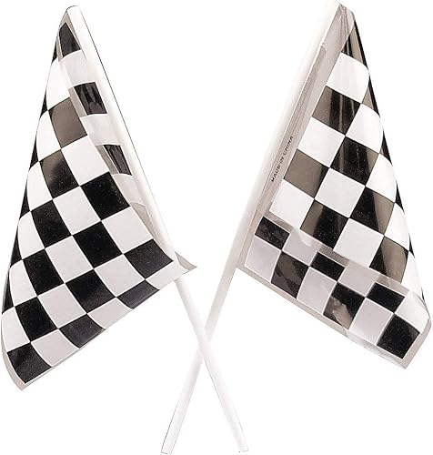 Fun Express Juego de banderas de carreras de plástico, decoración vibrante para fiestas temáticas de carreras, carnavales, desfiles y celebraciones,