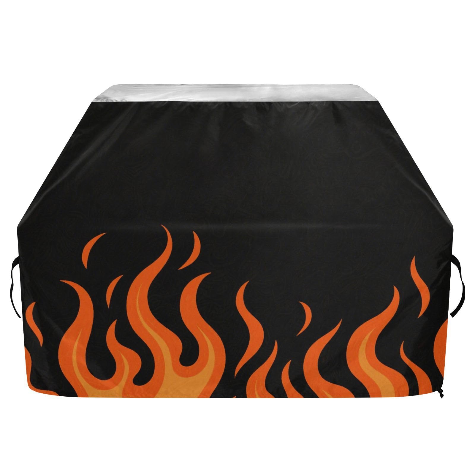 Flowing Fire Giraffe Pomarańczowy Płonący Grill Gazowy Pokrywa 158 cm Wodoodporny Wytrzymały Odporny na rozdarcie Odporny na blaknięcie Materiał Pokrowiec na grilla z regulowanym sznurkiem dla kurzu i