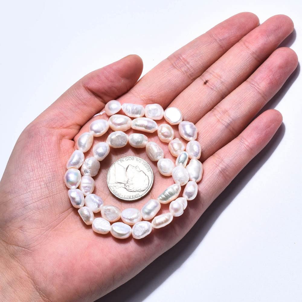 Collana Di Perle D'Acqua Dolce Naturali Rosa 7-8mm - Lunga 36 Pollici (91cm), Argentato