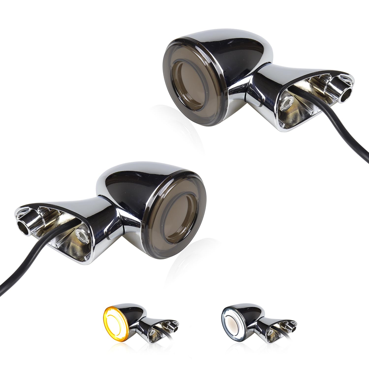 FACAILAHA Chrome Switchback Front Bullet LED Turn Signals Lights Motorcycle Running Light Amber Blinkers for Harley Road Glide Trike CVO Limited FLHTCUTG Tri Glide