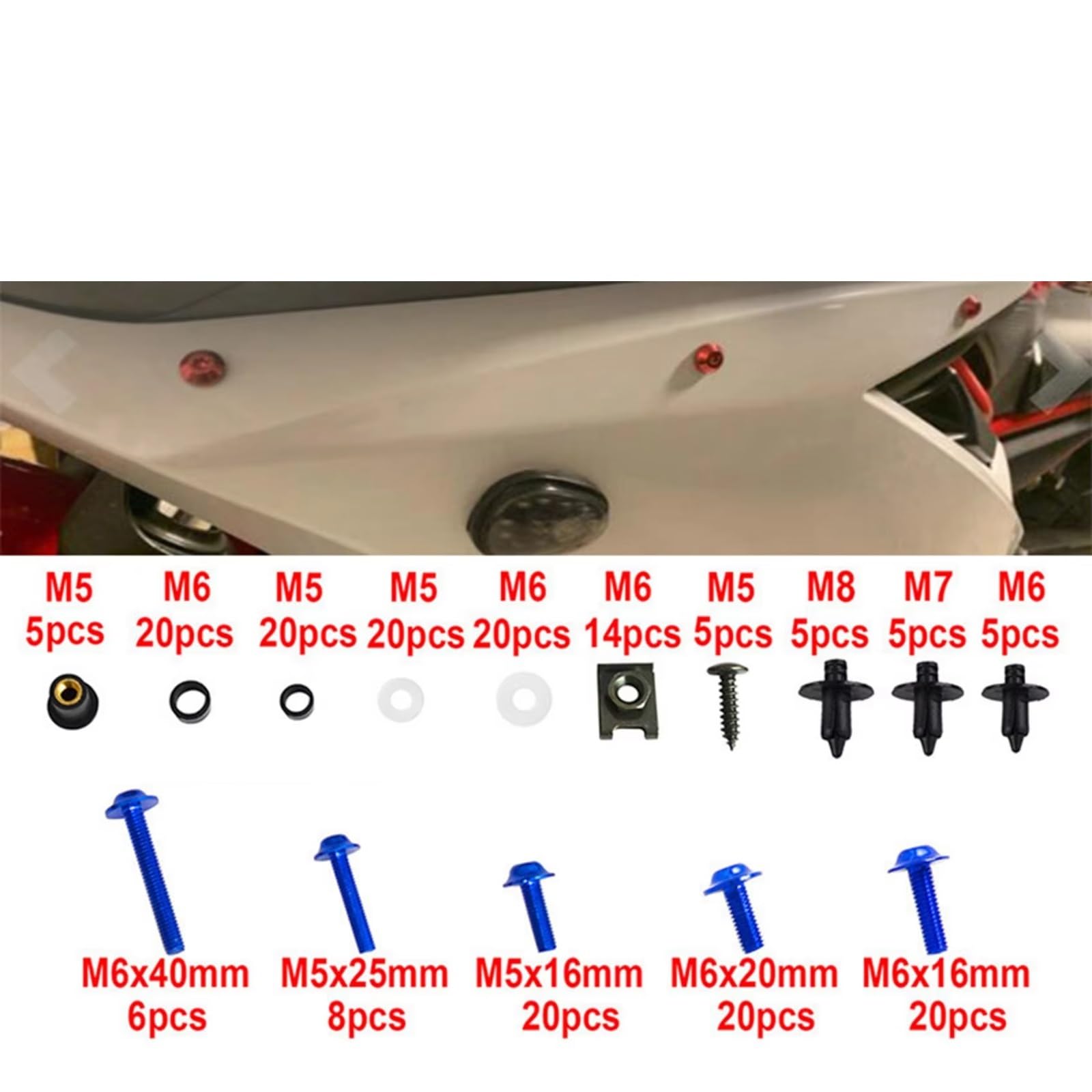 Compatibile Con 195PCS Viti Per Moto Carena Bullone Vite Dado Kit Viti Per Carrozzeria Kit Universale Per Moto Set Di Dadi E Bulloni Kit Viti Moto