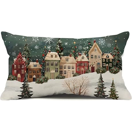 Christmas Lumbar Outdoor Pillow Cover 12x20