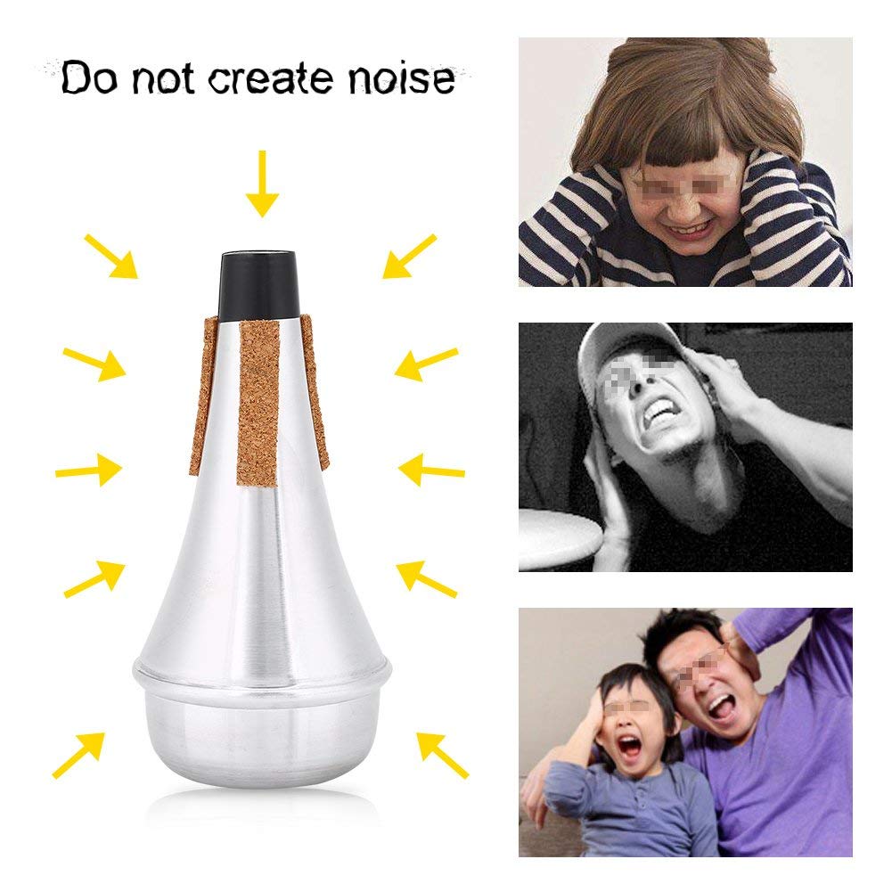 Alomejor Practice Trumpet Mute Silenciador de Trompeta Ligero para Instrumentos Musicales Mute Aleación de Aluminio Color Plata