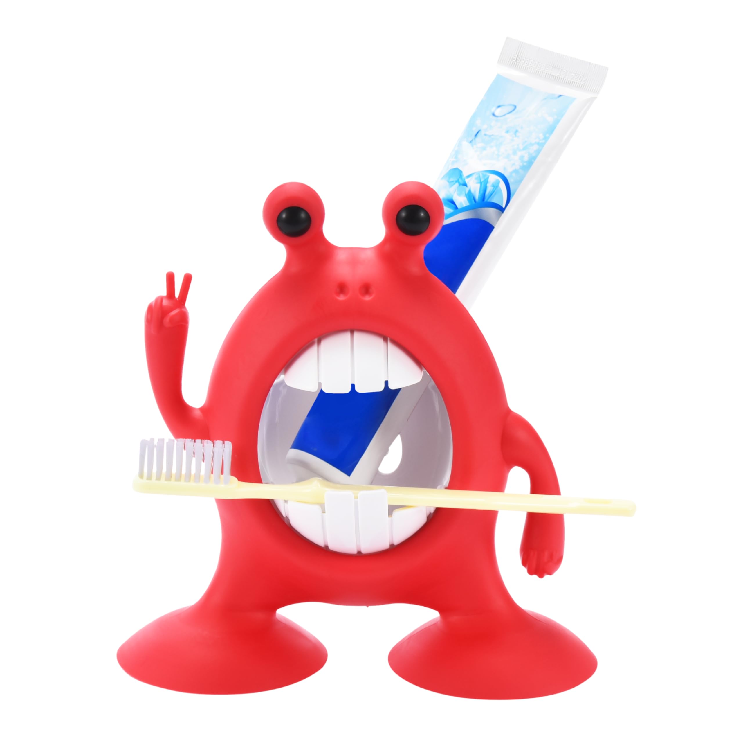 Tranquil Beauty Cute Red Frog Toothbrush Cup - Versatile, Fun and Adventurous Kids Bathroom Accessory, Ideal for Storing Daily Necessities, Crafted from Durable Material, 8.5x15.3x15.8 cm