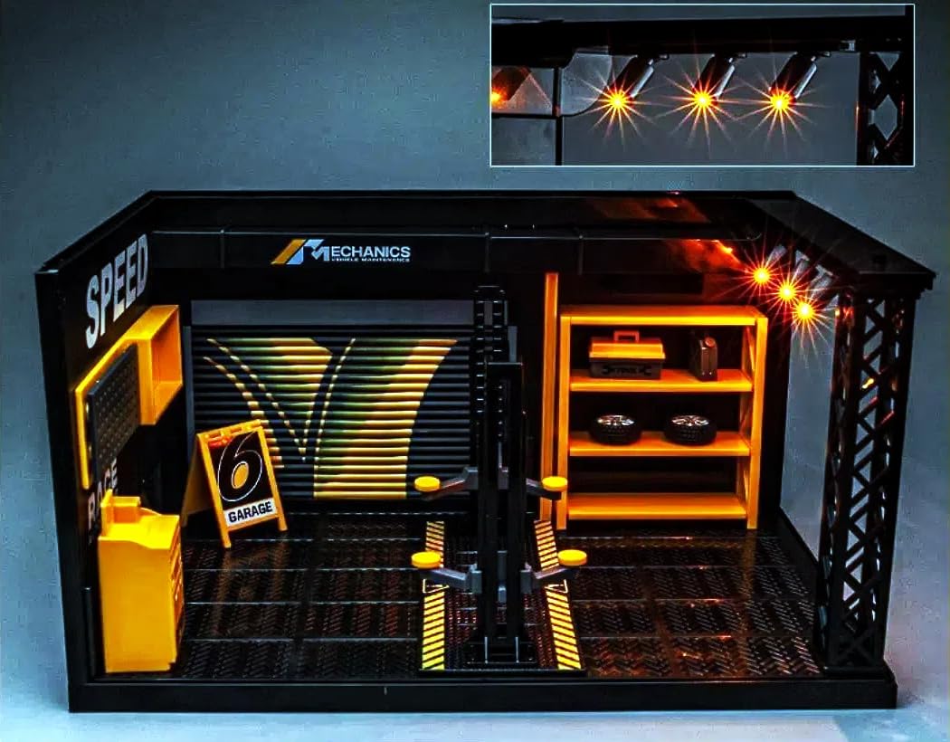 Amazon.co.jp: Raineed ミニカー整備場 1/24 ガレージ ジオラマ 修理