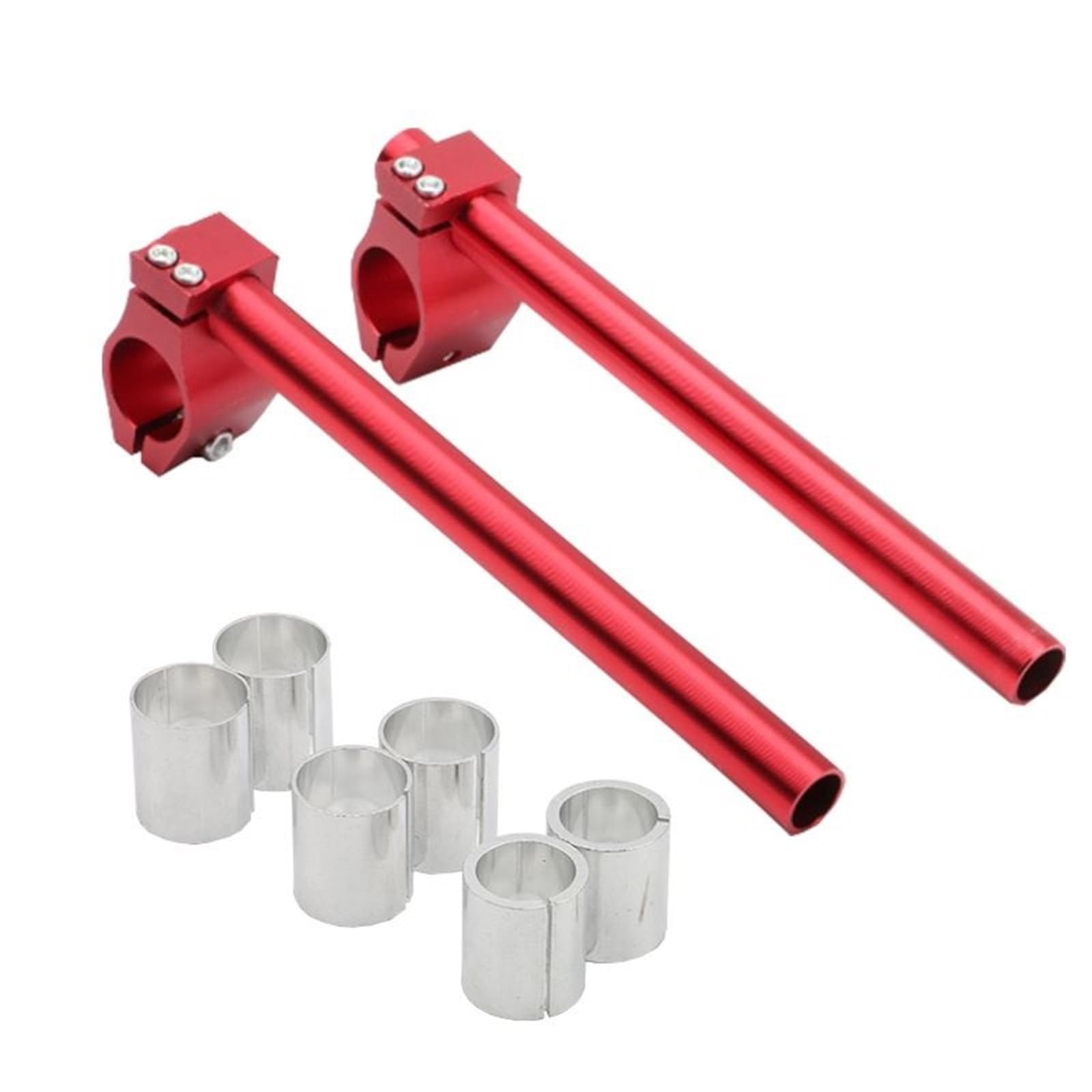 MNEVZX Handlebar risers kit Universal Motorcycle CNC Racer Handlebar Racing Adjustable 26MM 30MM 24-31MM Clip On Fork Handle Bar(Red)