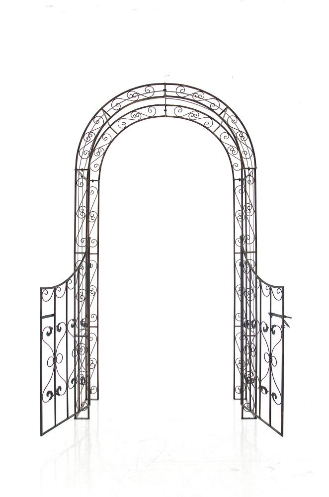 CLP Arche de Jardin avec Portillon Sina- Arceau de Jardin Romantique en Fer Forgé - Support pour Plantes Grimpantes avec Porte Style Shabby-Chic, Couleur:Bronze