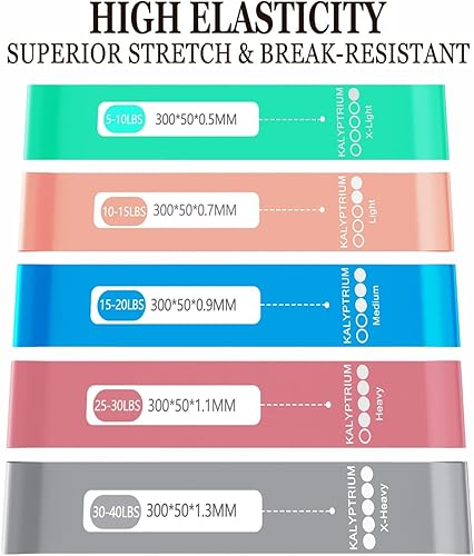 Miniatura 2 de Juego de bandas de resistencia  Bandas de ejercicio de 5 niveles para terapia físicayogapilatesentrenamiento de fuerzabandas de bucle de fitness en