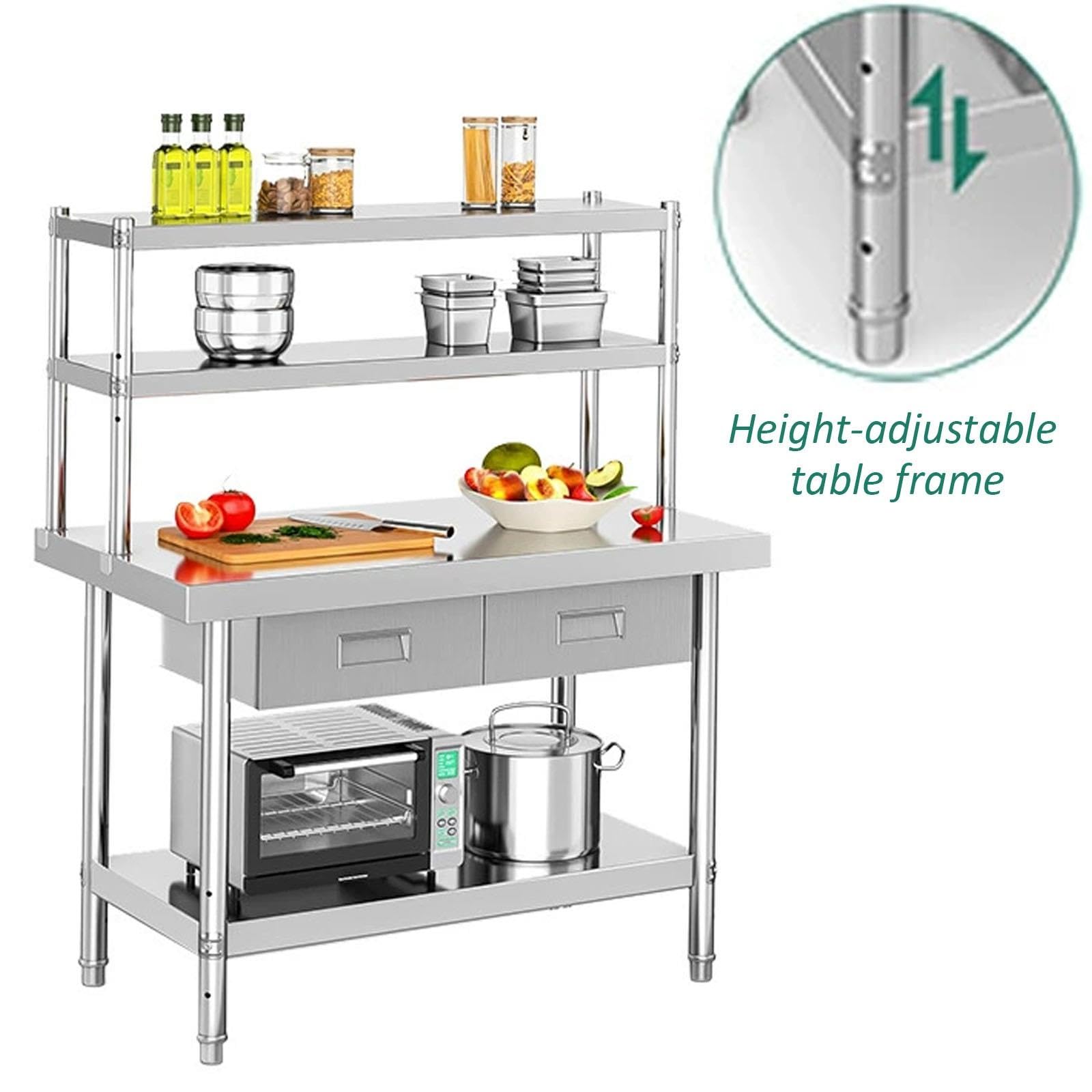 Tavolo Acciaio Inox 201, Piano di Lavoro Cucina, Tavolo Lavoro