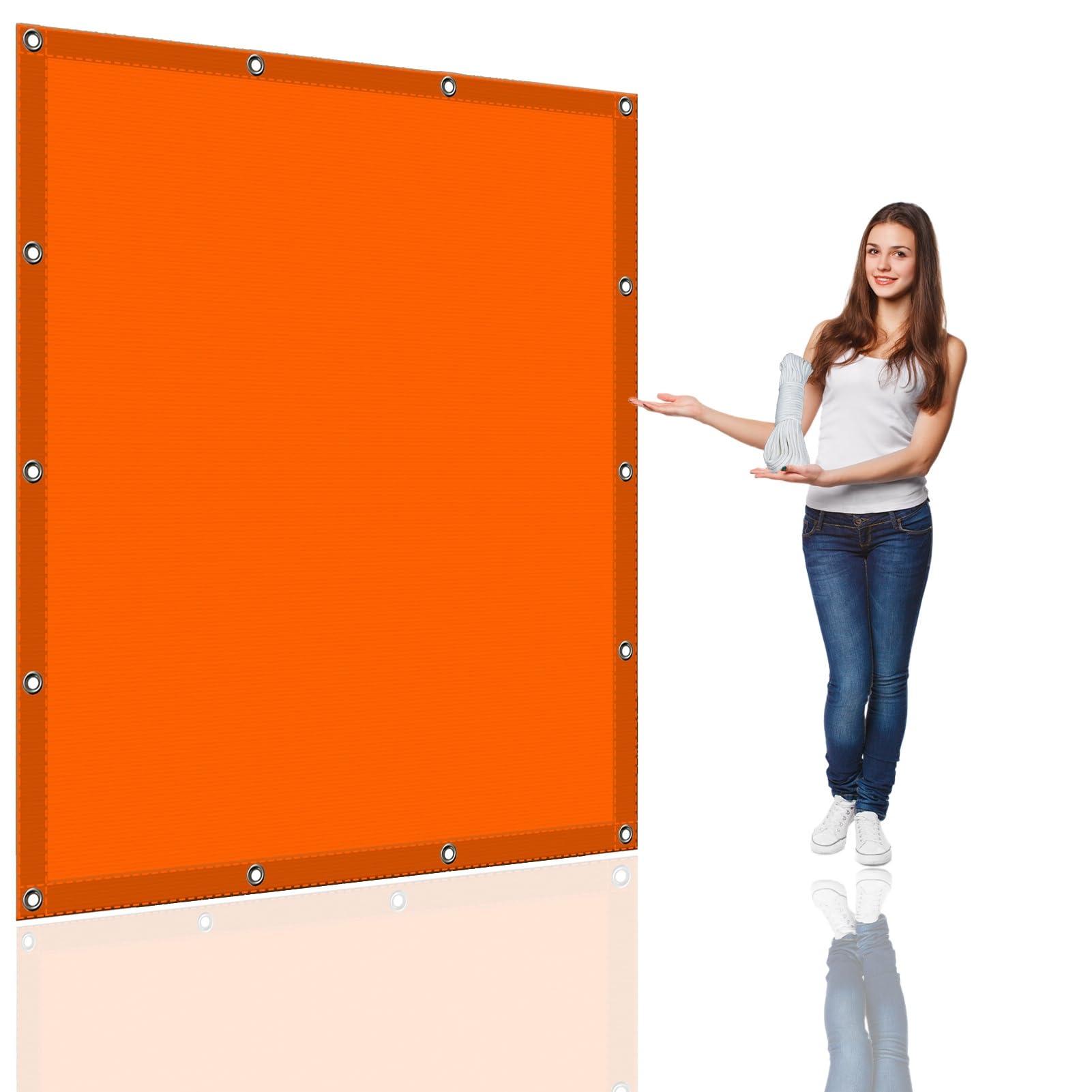 Toldo Exterior Terraza 1.5 x 2.3 m Impermeable Vela de Sombra Toldo Resistente al Agua con Ojales y Cuerdas Rayos UV HDPE Toldo Resistente para Camping, Naranja