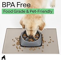 Vista 8 de GORILLA GRIP Alfombrilla de alimentación para mascotas 100% impermeable con bordes elevados de silicona libre de BPA, alfombrillas para comida