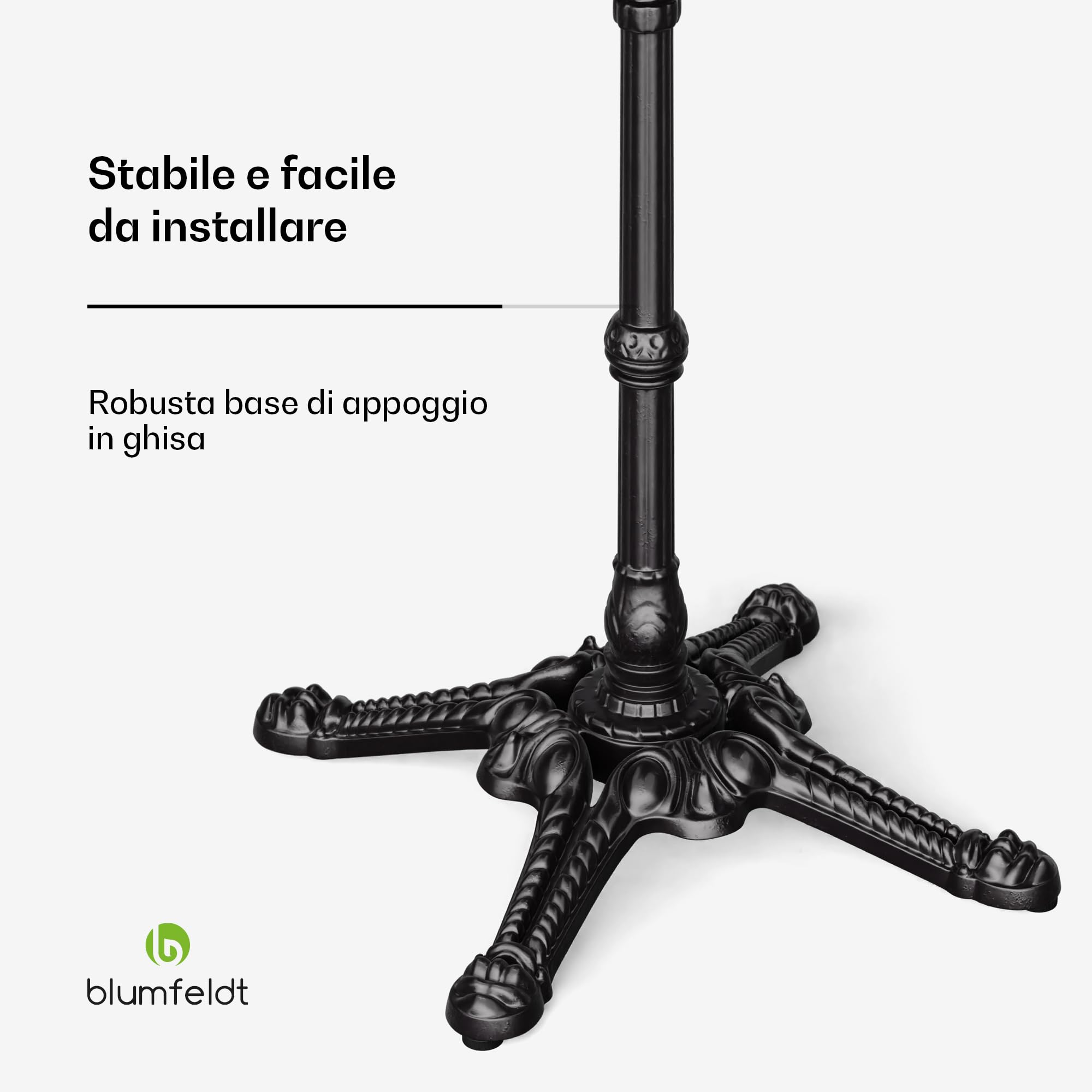 Blumfeldt Patras Lux Tavolo da Bistrot 60x60cm Ghisa Art Nouveau Resistente Intemperie Esterno Interno