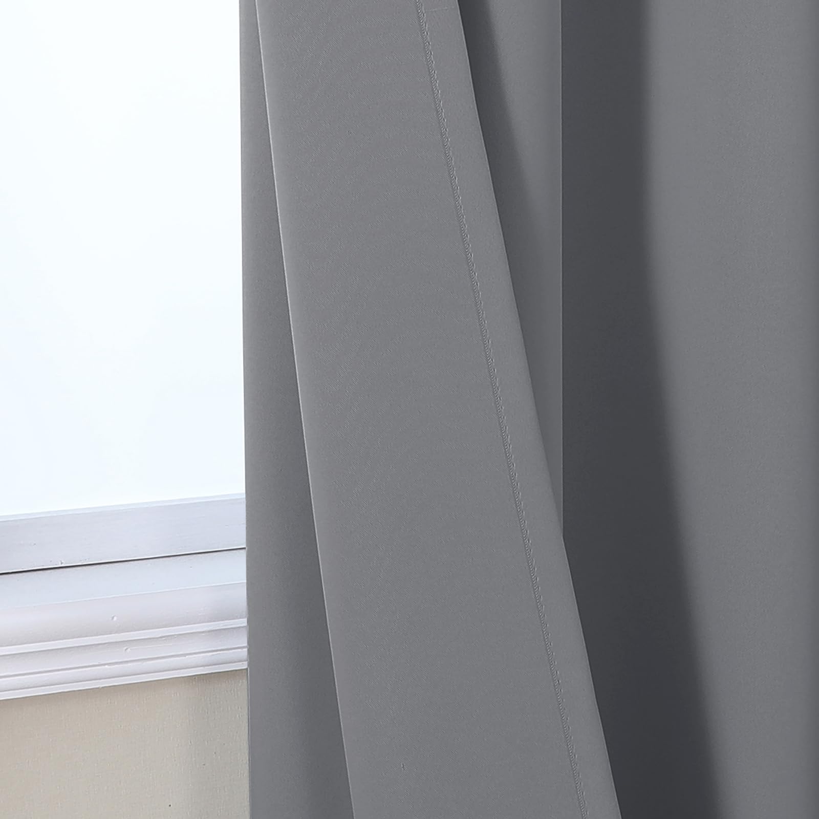 VEHEDE Grey Blackout Curtains 83 Inch Long for Bedroom Thermal Insulated Eyelet Window Shading Curtains & Drapes for Living Room W55 x L83 Inch - Image 4