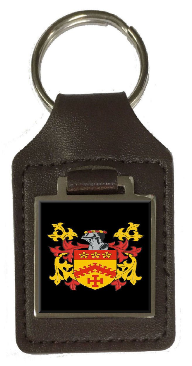 Schlüsselanhänger Conroy Family Crest mit Namenswappen, Leder, Braun