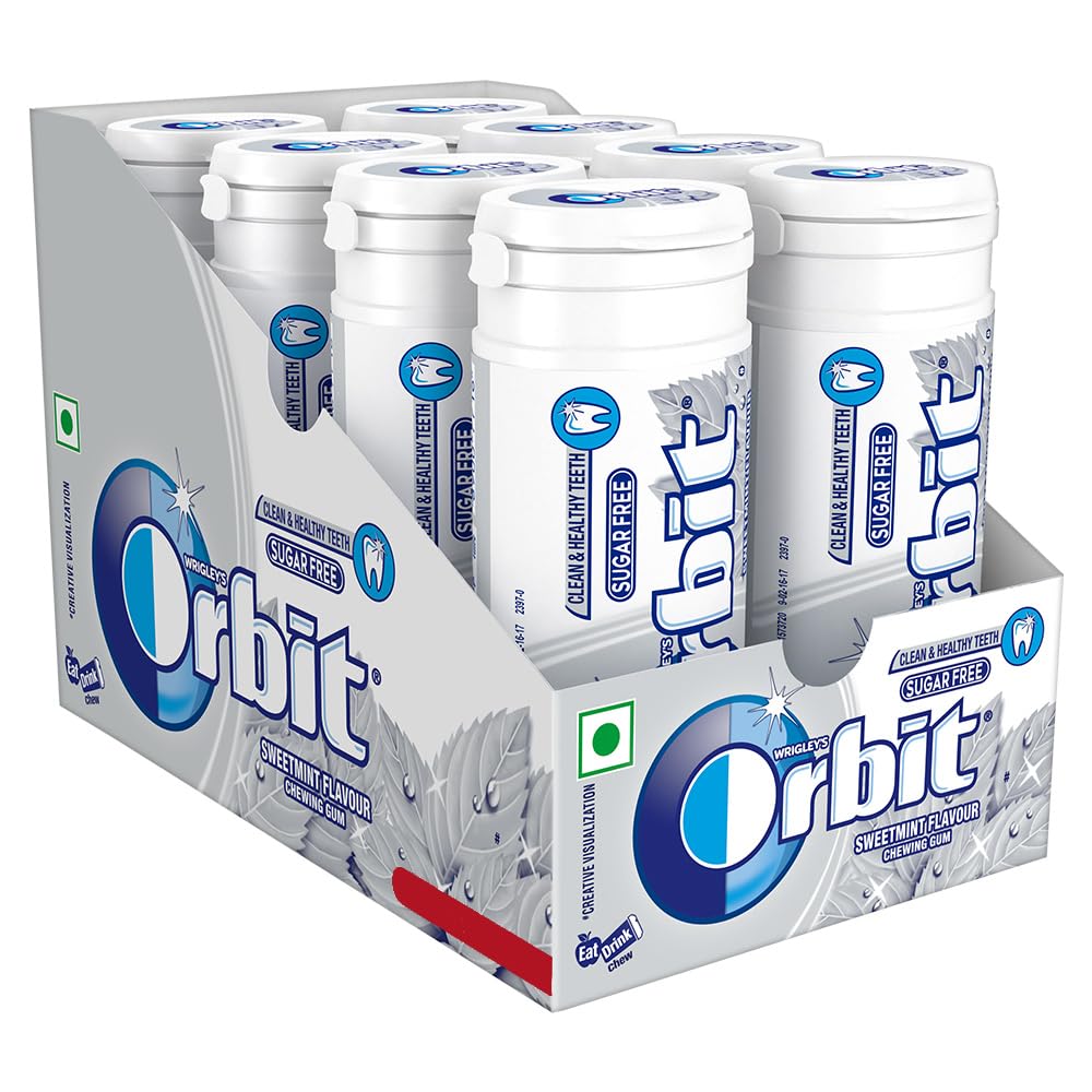 Orbit Sweetmint Sugar-Free Chewing Gum, Chewing Gums for Clean and Healthy Teeth, Pocket-Friendly & Easy to Carry Tube, 22g, Pack of 8
