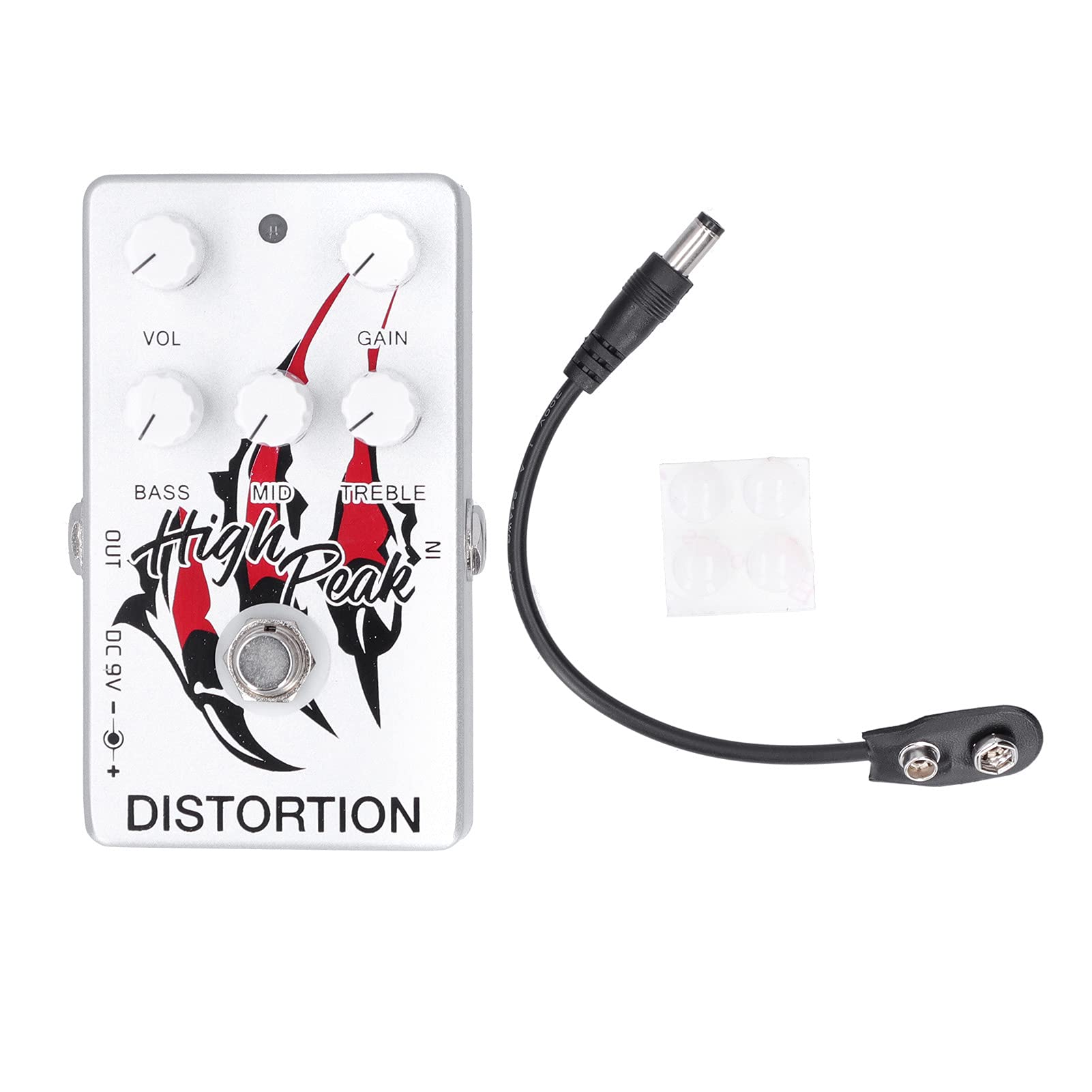 Distortion Pedal for Electronic Guitar, High Gain Effect Accessory, 9V DC Powered, with Active 3 Band Equalizer, Small Size, Portable and Easy to Carry