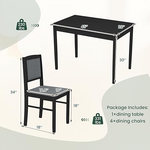 Miniatura 7 de NAFORT Juego de mesa de cocina para 4, juego de mesa de comedor y sillas de estilo moderno de mediados de siglo de 4 piezas, juego de mesa de cena