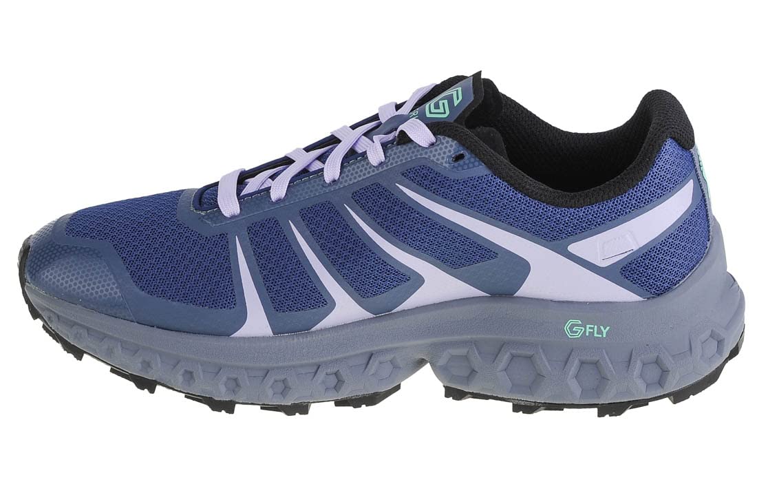 Inov-8 Women's TrailFly Ultra G 300 Max Breathable Light Comfortable Cushioned Terrain Running Shoes | Wider Fit, Navy/Mint/Black, 10 Wide