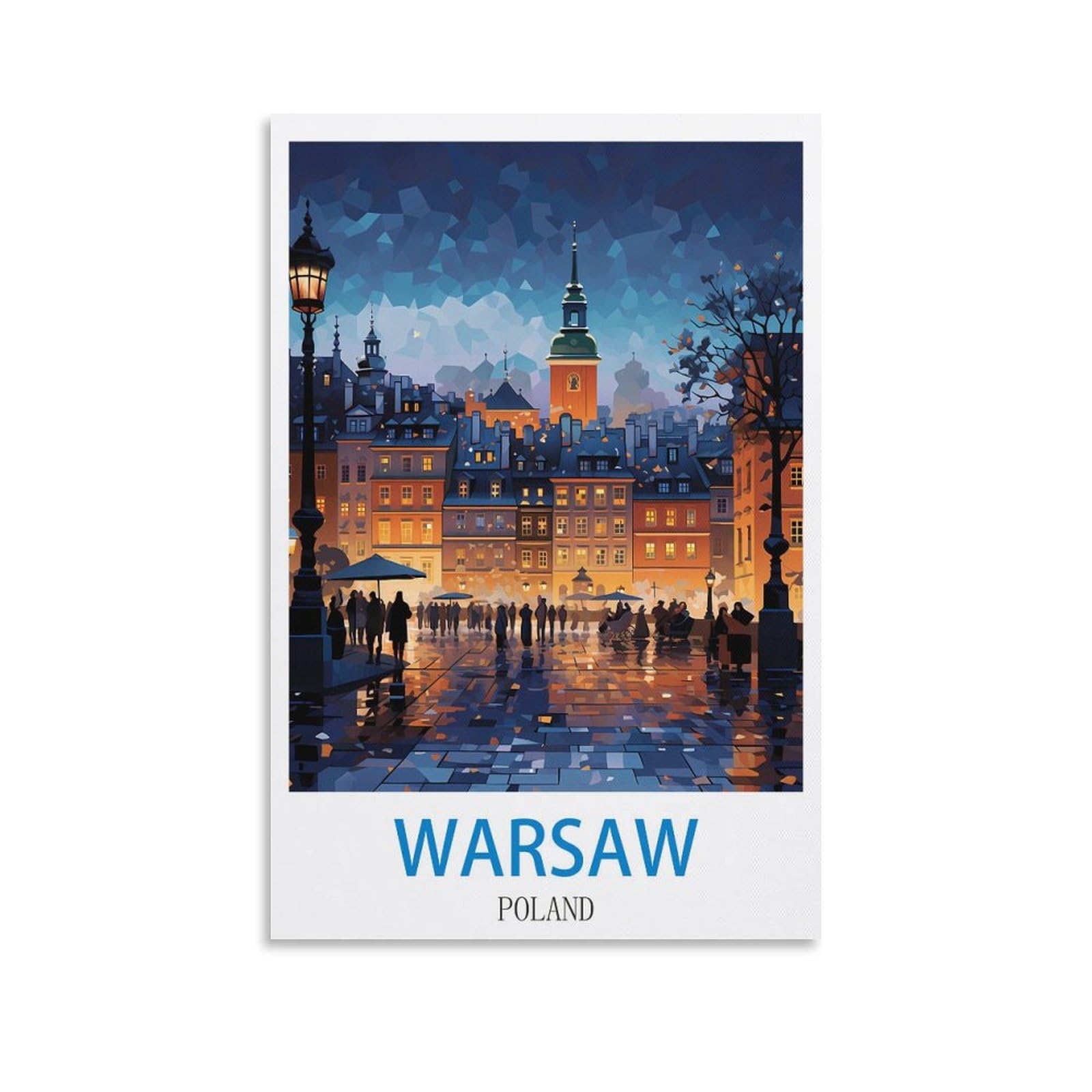 Nabique Unframe-Style Warsaw Poland Vintage Travel Posters 20X30inch(50X75cm) Decorative Painting Canvas Wall Posters And Art Picture Print Modern Family Bedroom Decor Posters