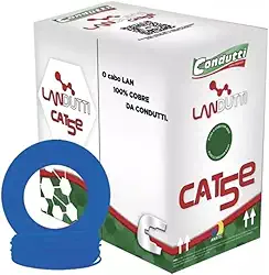 Cabo Rede Azul 305 metros Landutti Upt Cat5e RJ-45 cat5 CFTV 100% Cobre Condutti