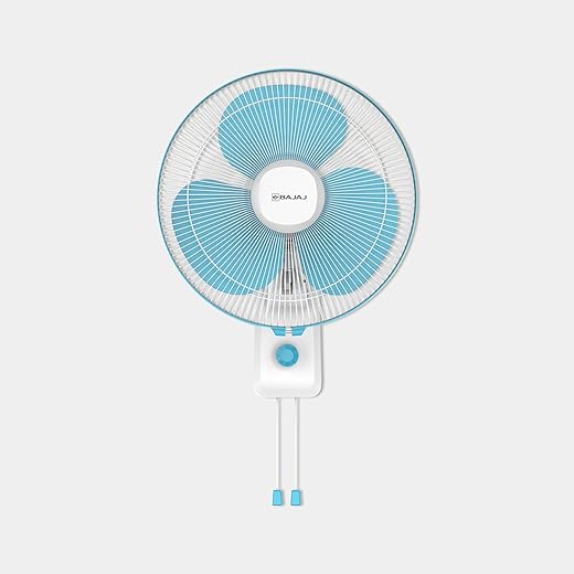 Bajaj Robusto 400MM Oscillating Wall Fan for Home | DuraBreezeTM Technology | Surge Protection | 100% Copper Motor | High Air Delivery | Modern D?cor | 3 Years Warranty ?Icy Blue & White?