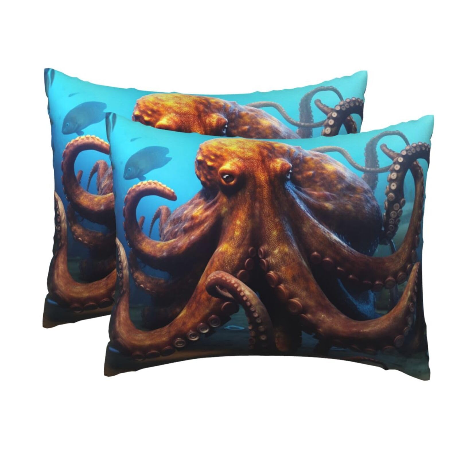 2 Pack Standard Pillow Cases with Hidden Zipper, Soft Breathable Pillow Covers for Hair and Skin, Huge Octopus Pillowcases 20"x26" Bed Pillow Protectors Cover for Sleeping Gifts