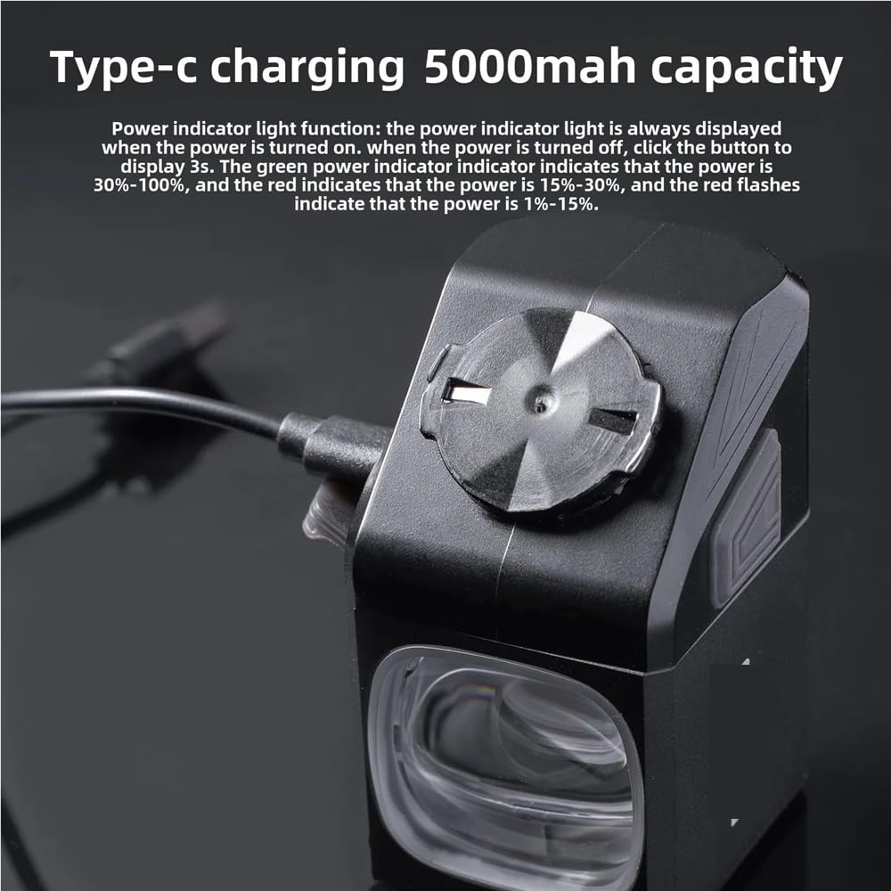 1000LM Lampa rowerowa przednia Typ C Akumulator LED 5000mAh Lampa rowerowa Wodoodporna lampa czołowa Akcesoria rowerowe(OFF N5)