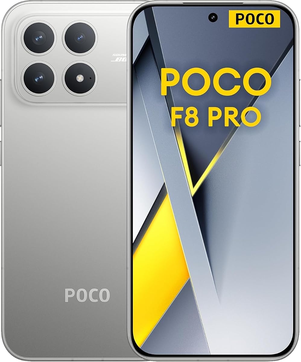 XIAOMI Poco F8 PRO 5G Ai (Compatible con Tmobile Mint Tello & Global) (512GB + 12GB) Ai 2K 6.59" Bose Sound 50MP Gamers Phone NFC Dual sim Desbloqueado Modelo 2510DPC44G (Titanium Silver)
