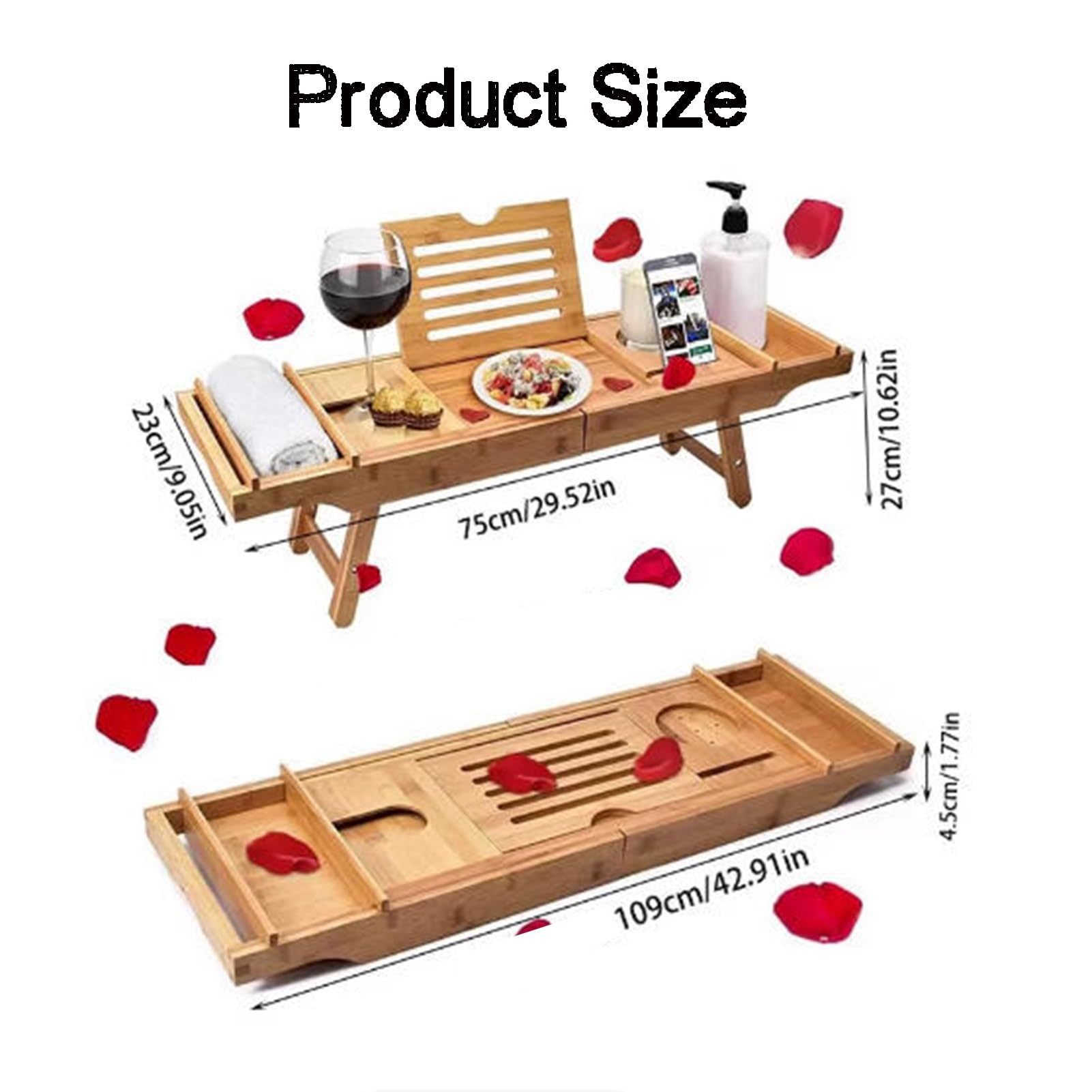 Bandeja de baño de madera expandible – Estante portátil independiente ideal para el hogar, perfecto para el día de la madre y regalo de cumpleaños para mamá relajación y experiencia de spa