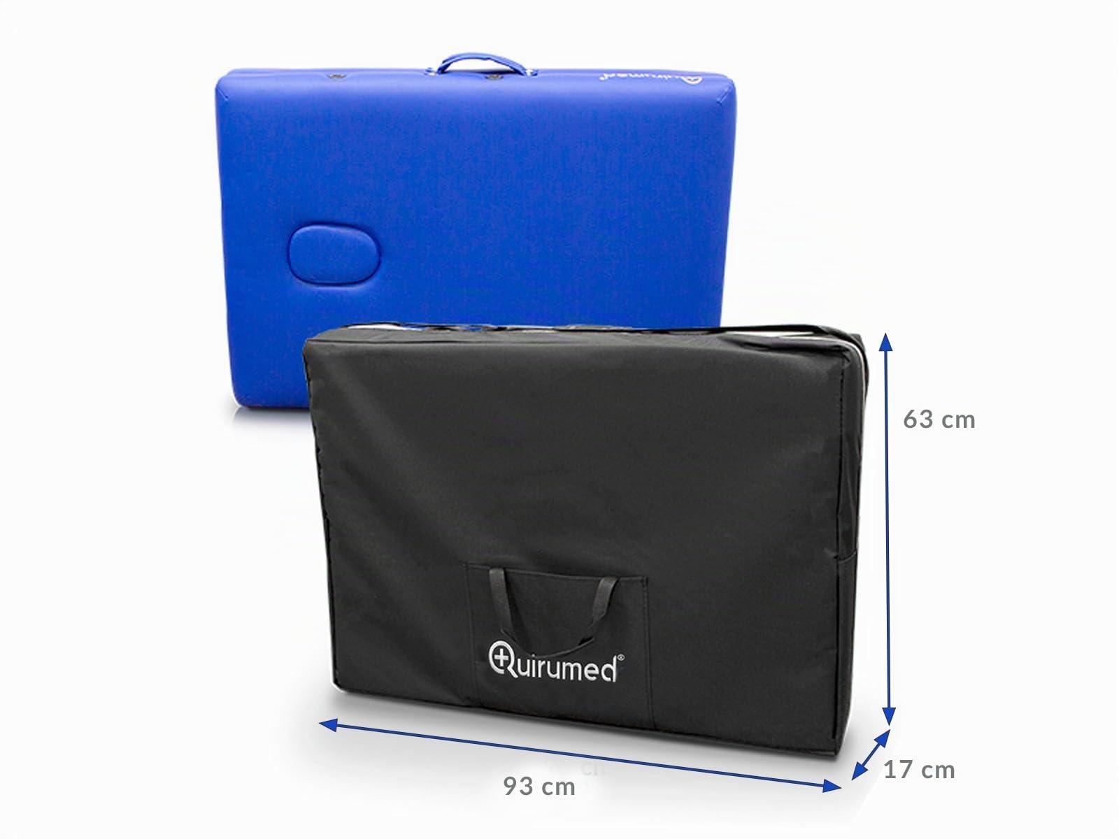 QUIRUMED Zaino da trasporto per lettino da massaggio pieghevole, 17 x 93 x 63 cm, Nylon, Colore nero, Manico regolabile, Tasca frontale