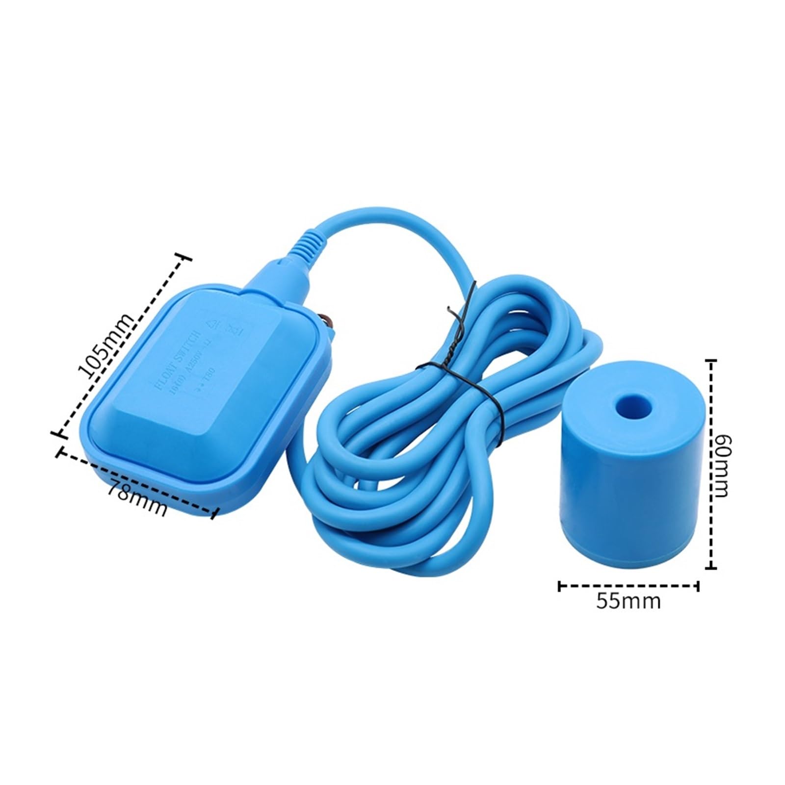 Interruptor de flotador para cable Interruptor de flotador de plástico para control de nivel de agua, estándar, automático, con cables eléctricos. (metal resistente a la temperatura, 3 metros)