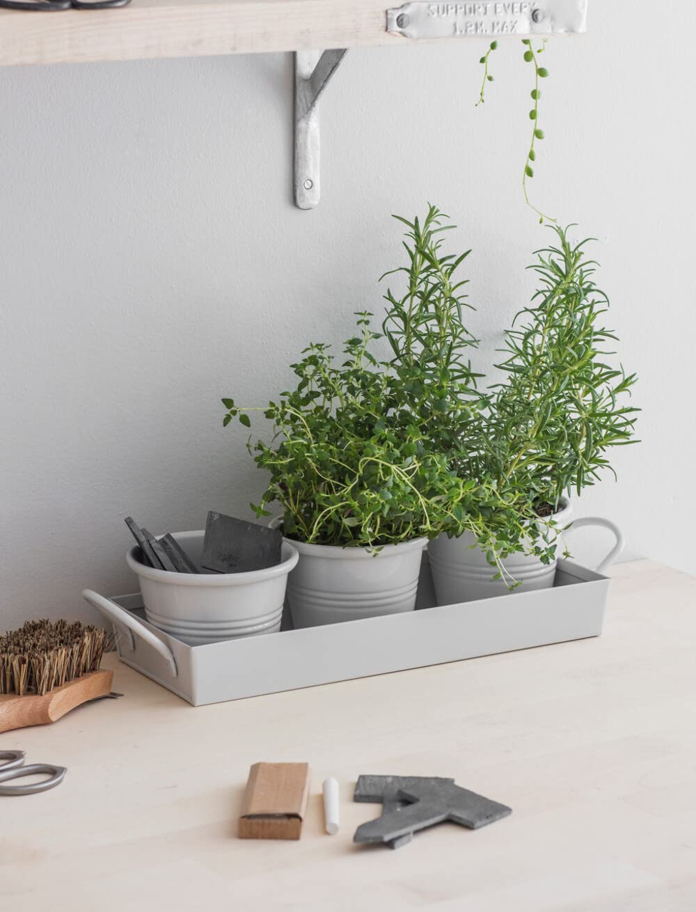 Garden Trading Zestaw 3 garnków na tacy w kredzie - stal