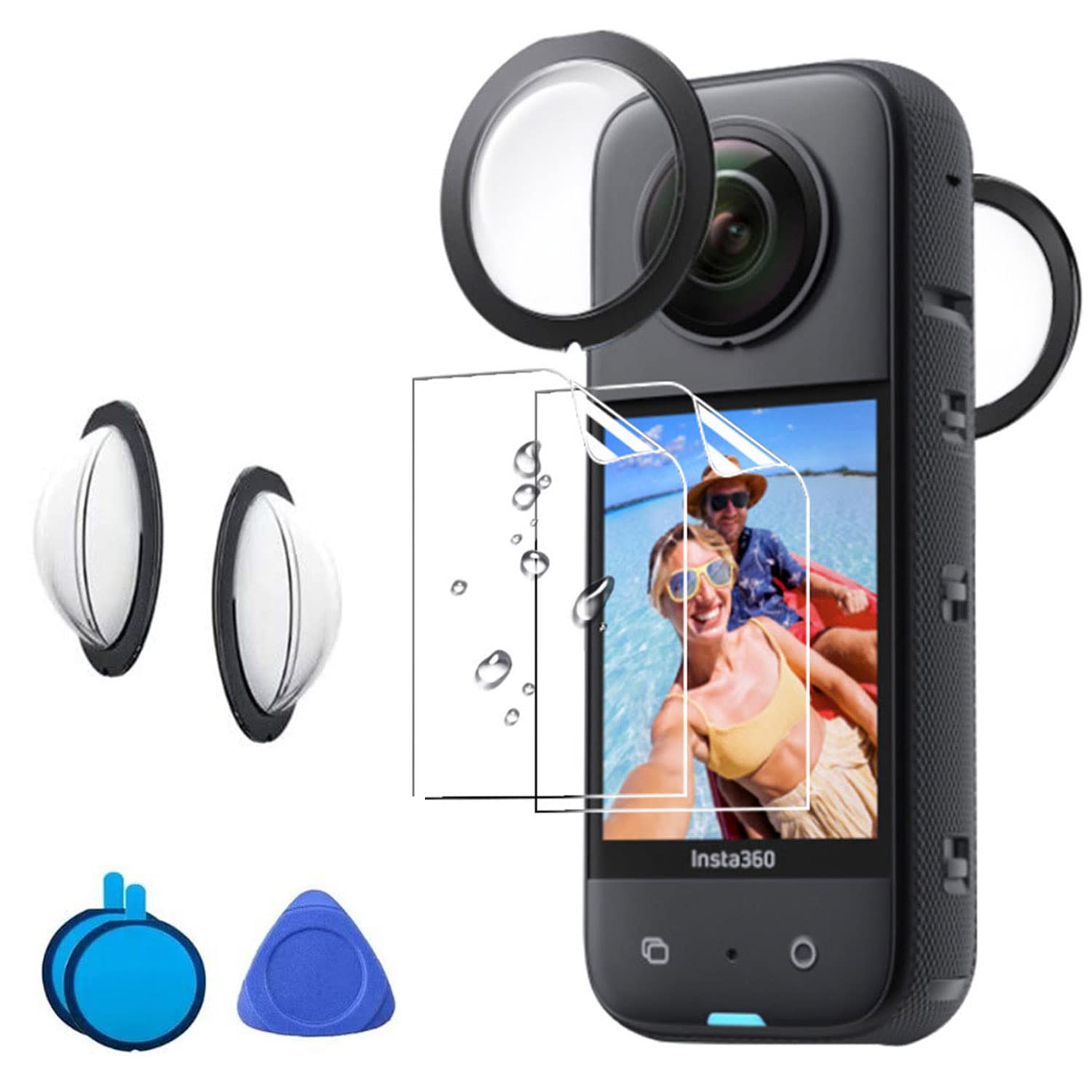 Amazon | for Insta360 x3 レンズ保護フィルム 粘着式レンズガード 