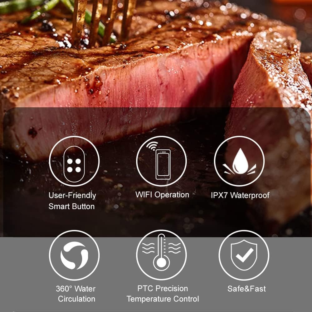 Olla Sous Vide, Máquina Sous Vide de 1100 W con 3 Accesorios, Tiempo de Temperatura LED y Control táctil, Circulador de inmersión para Cocina con Bomba extractora, Bolsa sellada, Clip