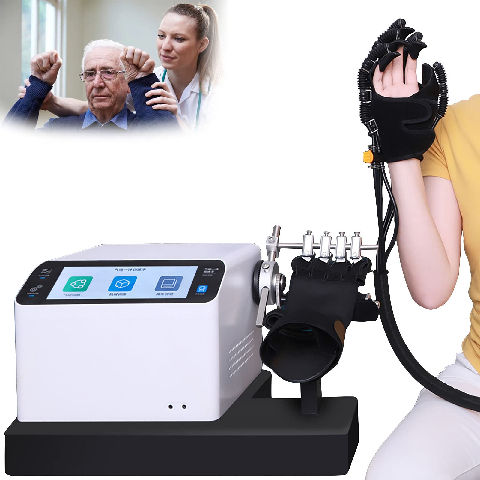 ZZBB Rehabilitation Robot Finger Orthosis Exoskeleton Manual Training Exercise Five Fingers,Left,L