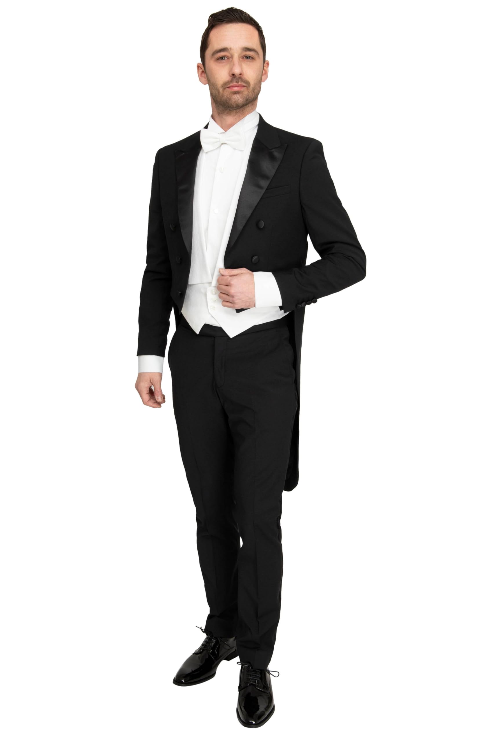 Suitable Schwarzer Frackanzug für Herren - 2-teiliger Frack mit Jacke und Hose - Model Prague - Herren - Bekleidung - Grösse Slim-fit