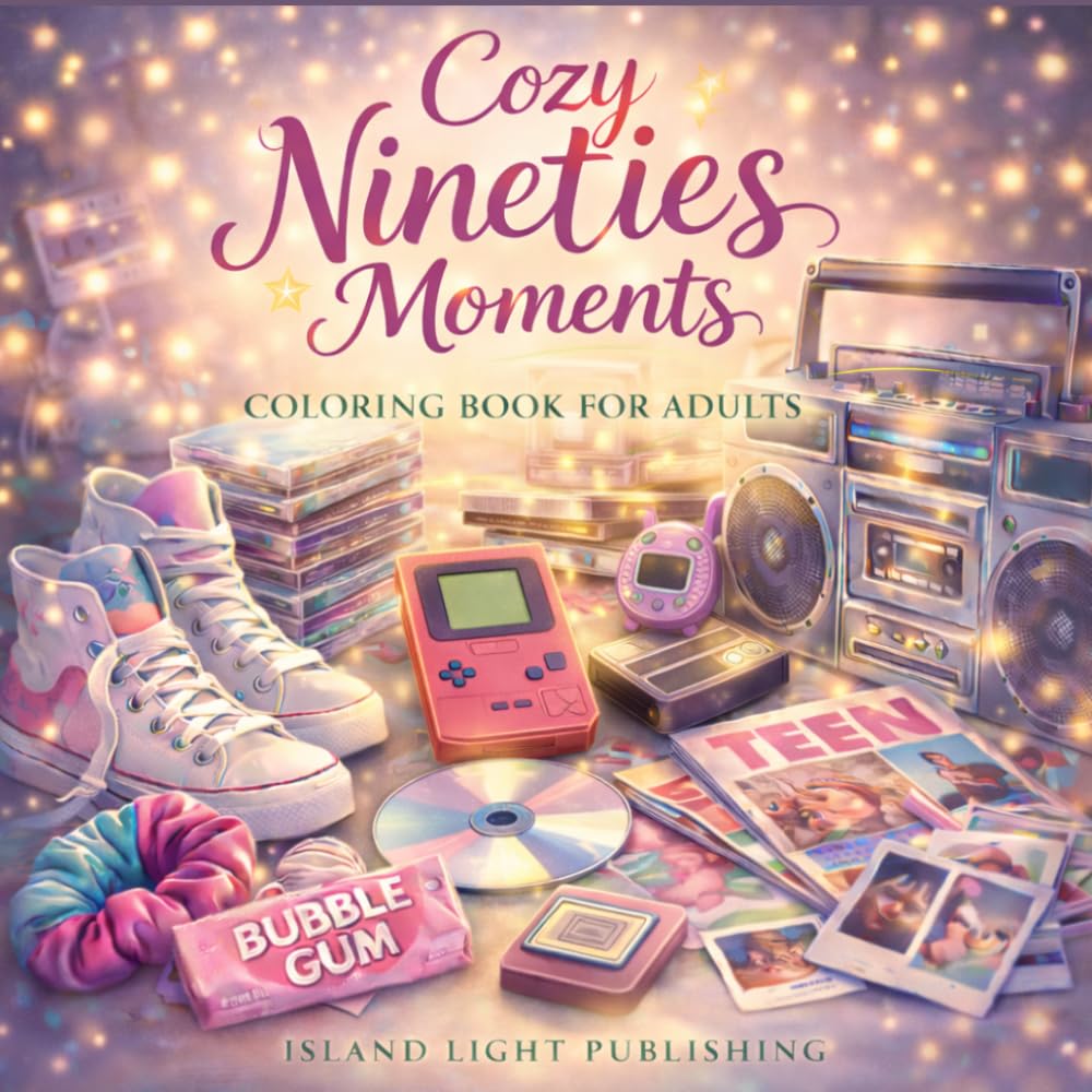 Cozy Nineties Moments Coloring Book for Adults: A Nostalgic 90s Coloring Book Featuring Sleepovers, Cassette Tapes, Roller Rinks, Arcade Games, Mall ... and Cozy Everyday Moments to Relax and Unwind