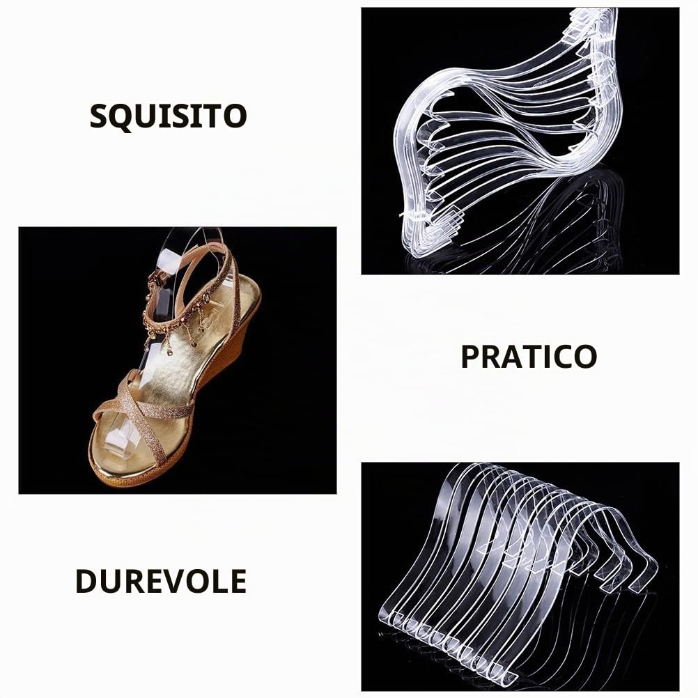 USHOBE 10Pcs Acrilico Trasparente Sandalo Scarpe Espositore Inserti Supporto Vassoio Scarpe Espositore Sandali Trasparenti Scarpiera Trasparente Espositore Scarpe Espositore Scarpa