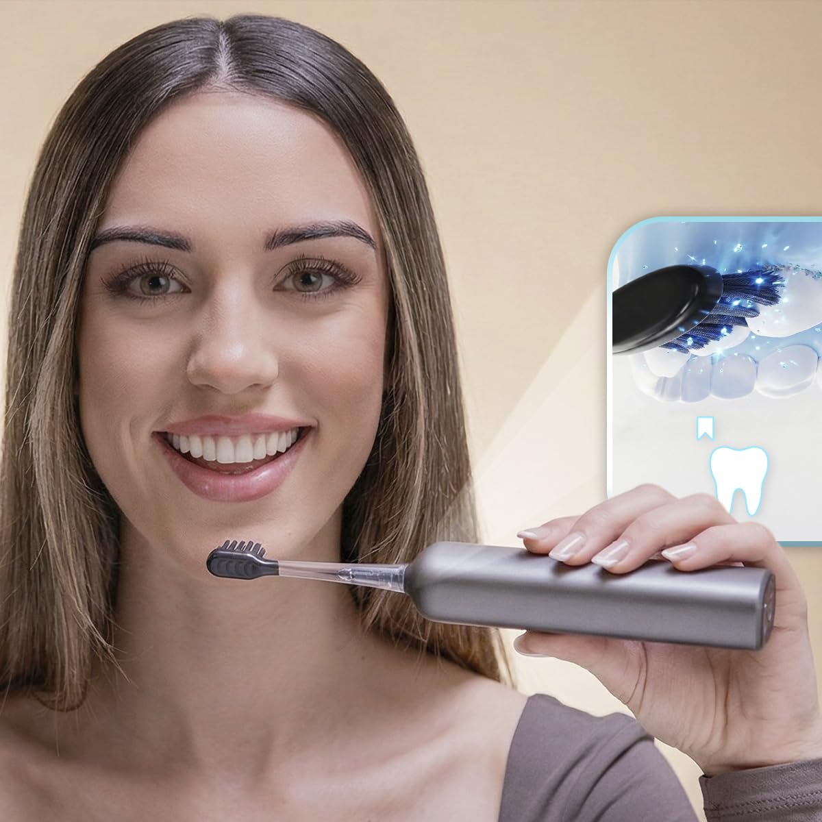 Cecotec Brosse à Dents Électrique Sonique avec Oscillation 60° ToothCare DeluxeSwing. 3 Modes Personnalisés, Légère et Compacte, Autonomie 40 Jours, 3 Têtes de Rechange, IPX7