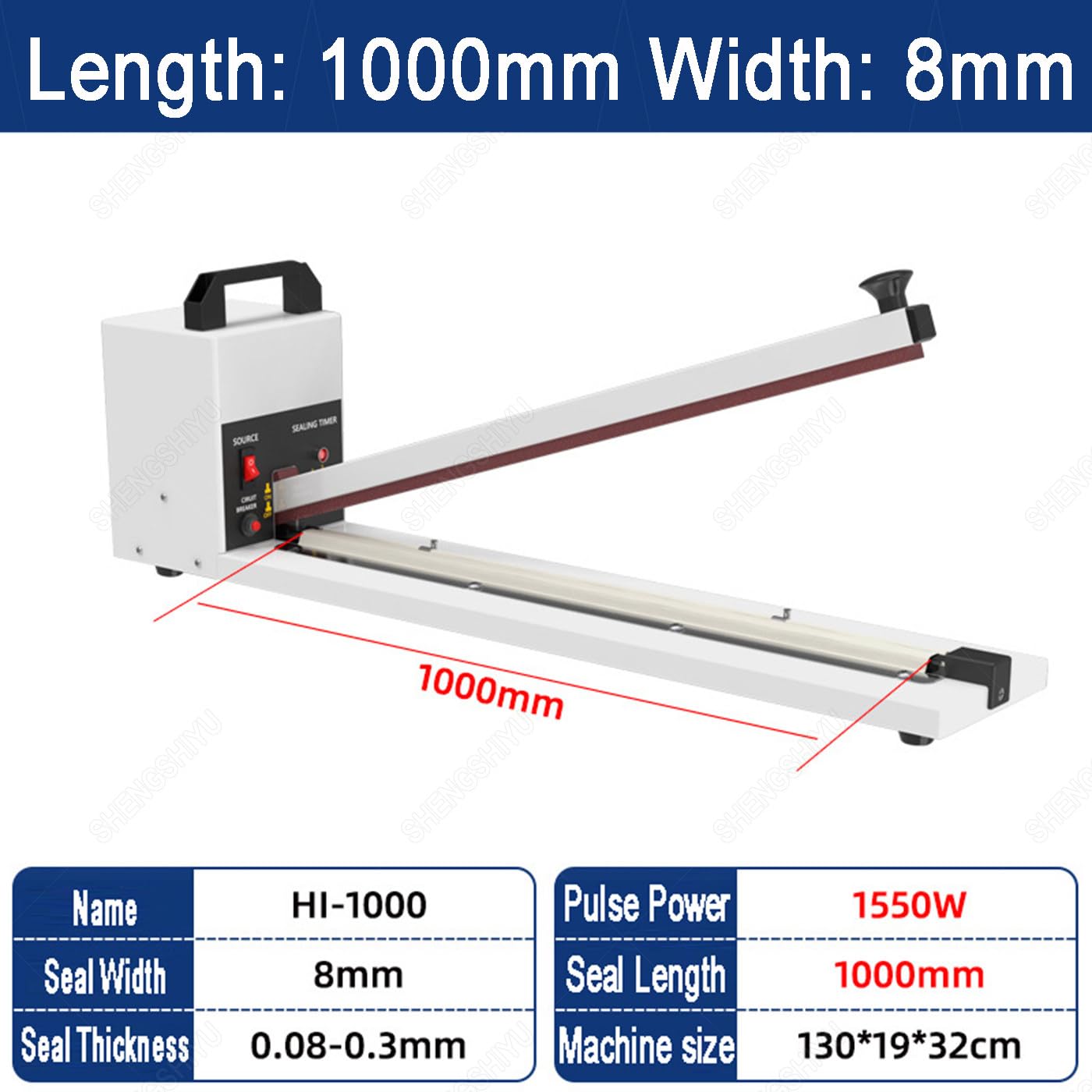 Máquina selladora para bolsas de plástico y papel kraft, 8 mm de ancho de sellado, 8 ajustes de temperatura, calentamiento por pulso, 45 cm de longitud, sellador térmico para papel de aluminio