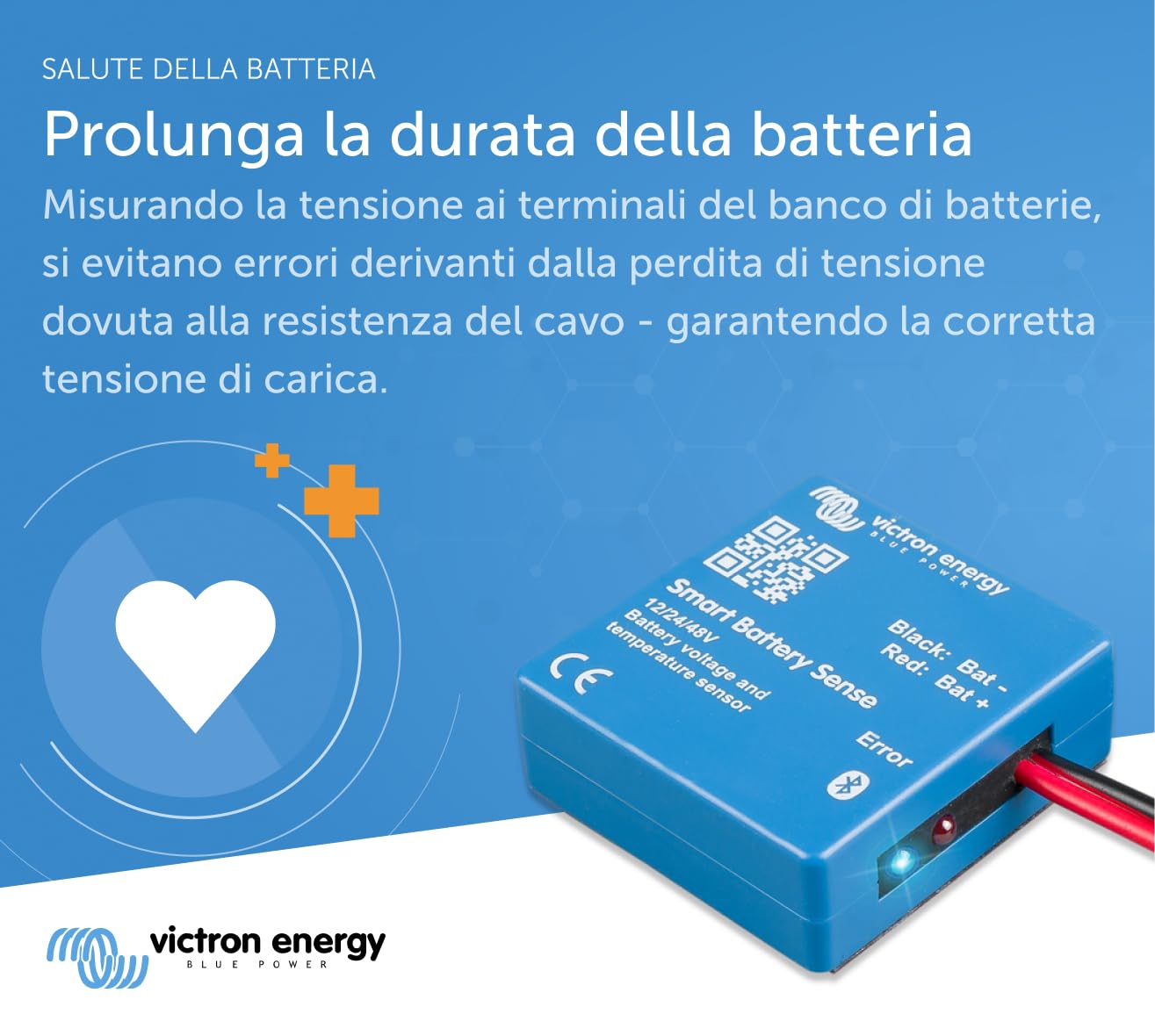 Victron Energy Smart Battery Sense, Sensore di Tensione e Temperatura, Lunga Portata (fino a 10m) | Lungo raggio (fino a 10 m)