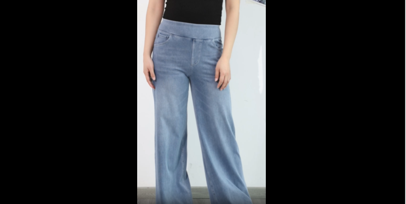 Jean Femme Taille Haute Élastique Coupe Large Baggy Wide Leg - Confort Denim