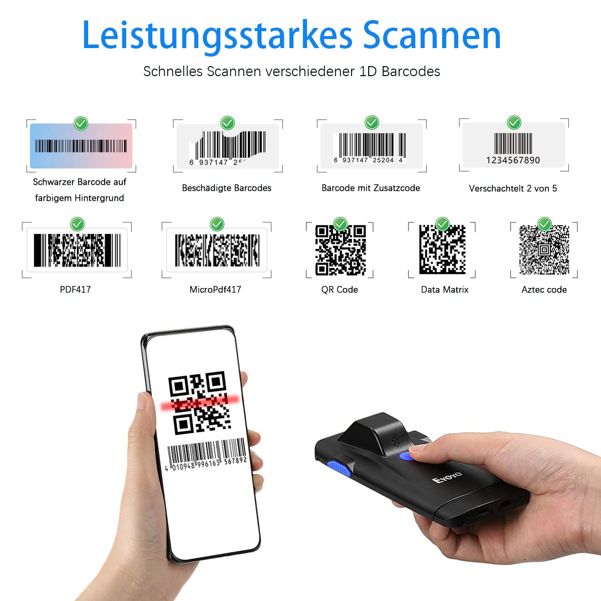 Eyoyo 1D/2D Desktop Barcode-Scanner – Omnidirekti Produktbild-Vorschau 4