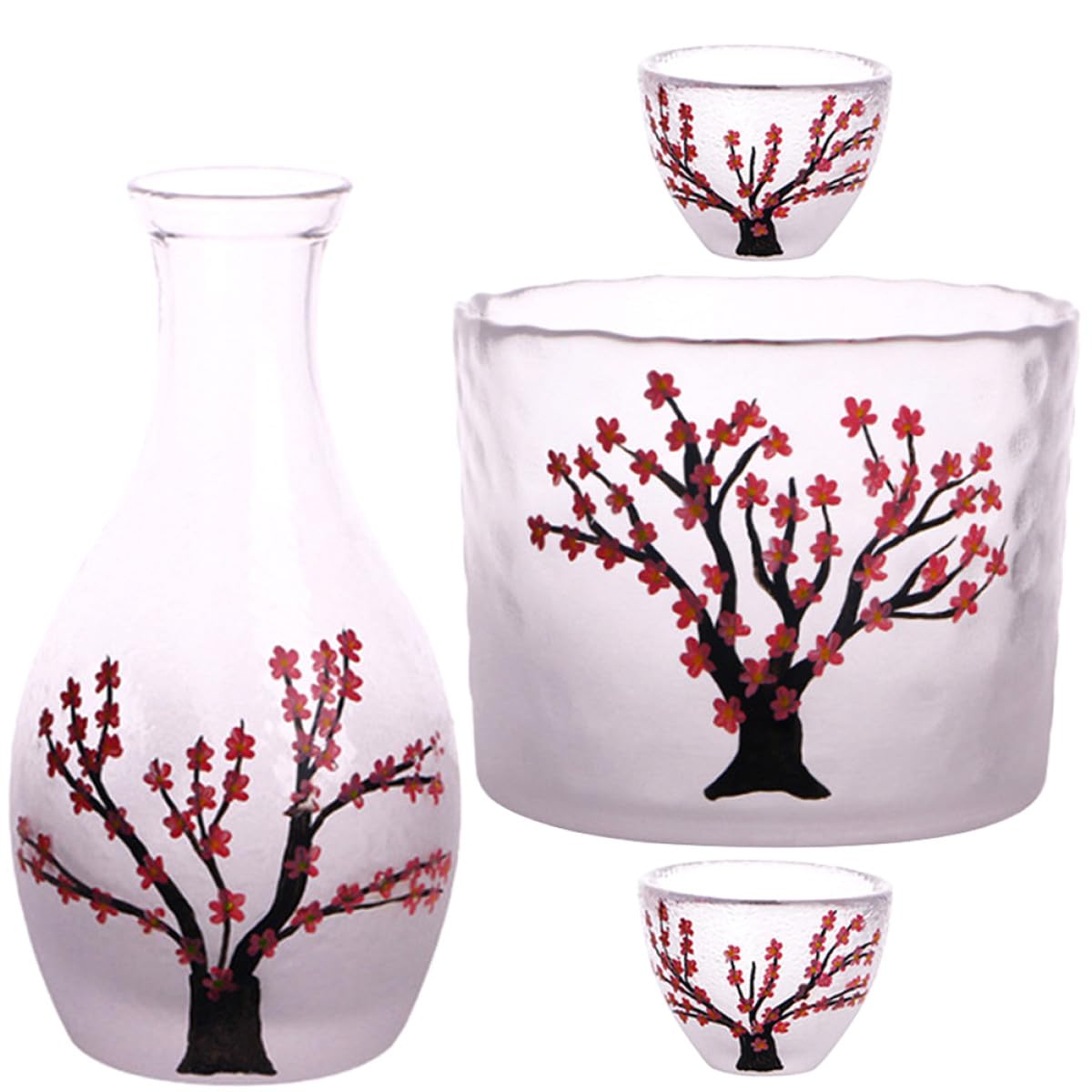 BESPORTBLE Set di Vetro per Sake in Stile Giapponese Elegante e Semplice Design, Bottiglia e Bicchieri per Bere Liquore, per Feste e Anniversari
