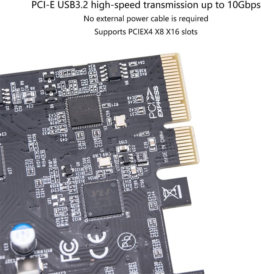 PCIe to 4 USB 3.2 and 4 Type C Port Expansion Adapter Card 20Gbps Fast Transfer