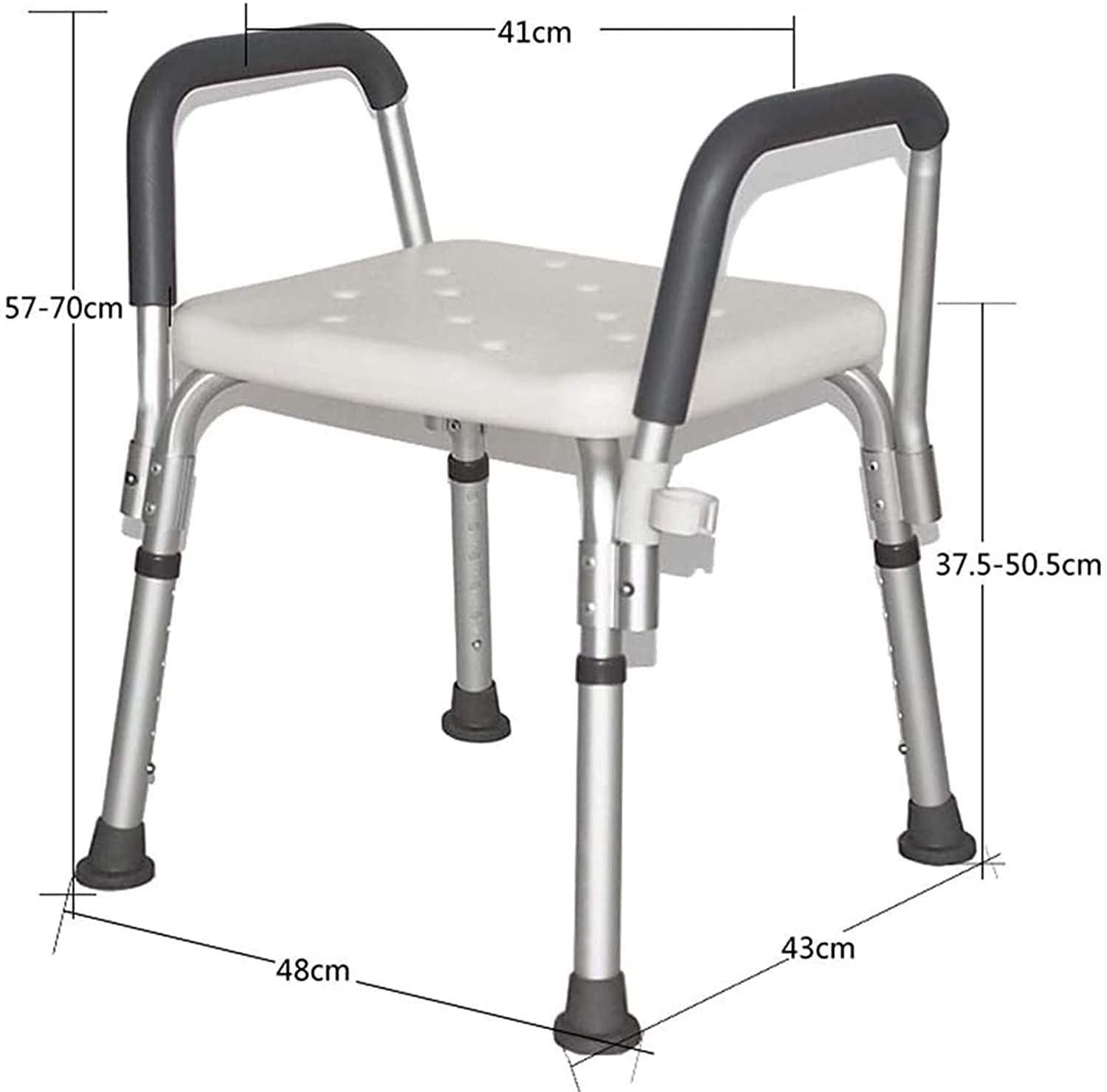 Asientos De Ducha, Sillas De Baño, Taburete De Baño Antideslizante De Altura Ajustable, Silla De Ducha De Hospital con Pasamanos, Ayuda De Ducha Sin Respaldo para Di,